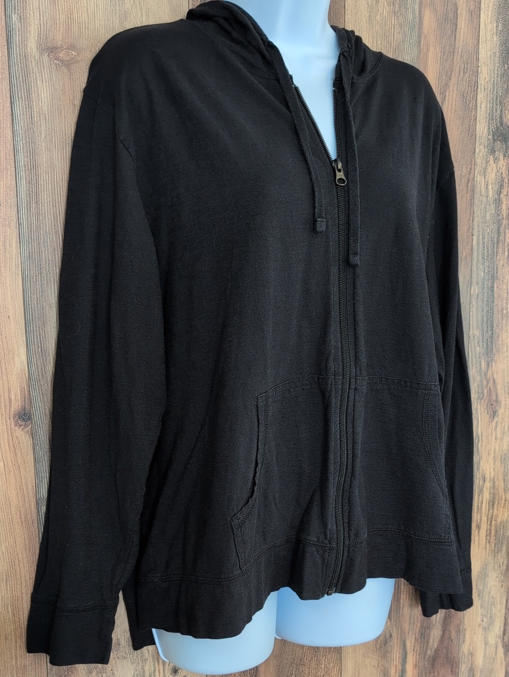 Hanes Black Full-Zip Hoodie Lightweight Jacket XXL           W398